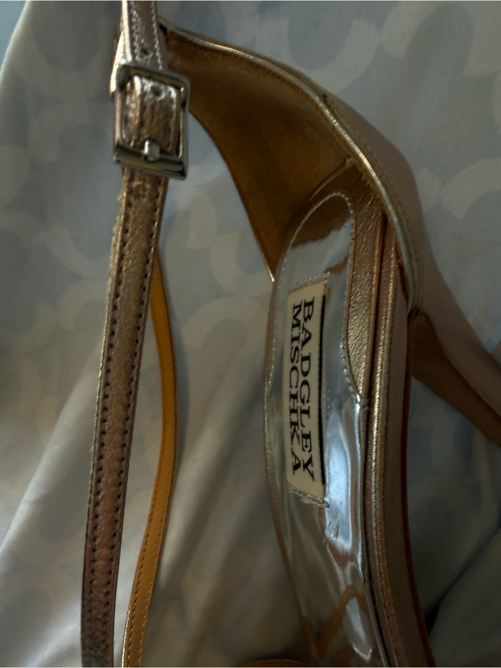 Badgley Mischka Metallic Rose Gold Strappy Stiletto Sandal - Picture 9 of 16